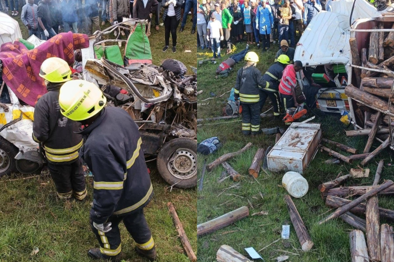 Collage photo of an accident along the Nyeri-Nyahururu highway.